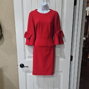 Donna Morgan Red Long Sleeve Dress